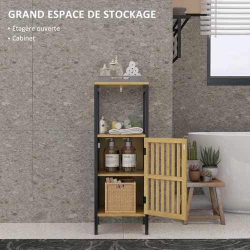 Meuble Bas Salle De Bains Claire Bois Et Noir