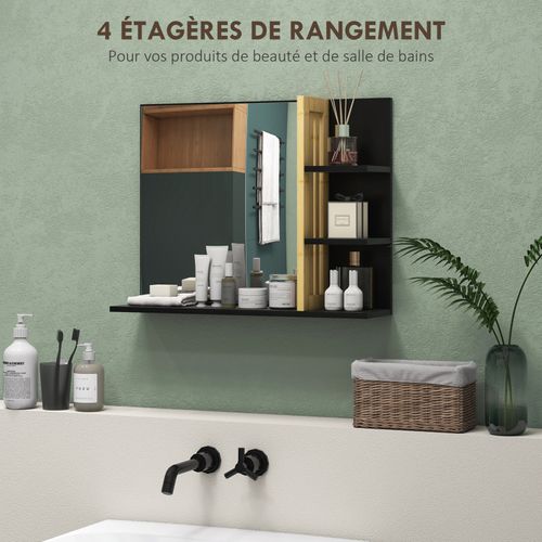 Miroir Étagères Zazie Noir Et Bois