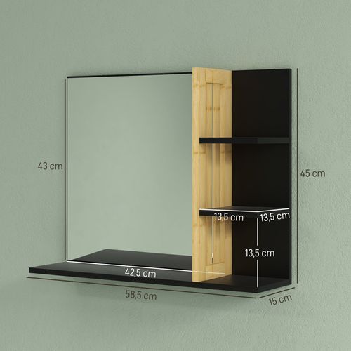 Miroir Étagères Zazie Noir Et Bois