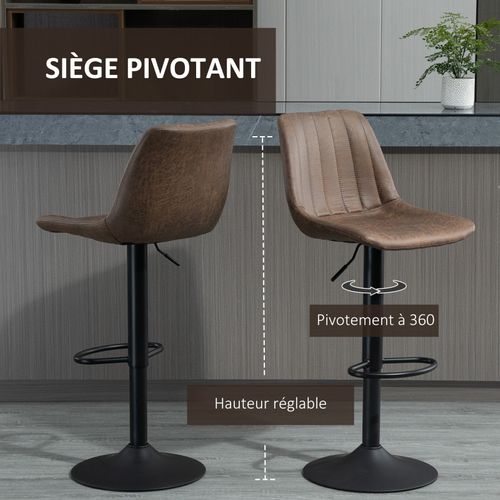 Lot De 2 Tabourets De Bar Prost Marron Et Noir