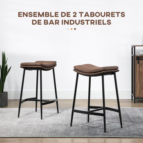 Lot De 2 Tabourets De Bar Marius Marron Et Noir