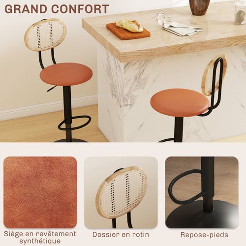 Lot De 2 Chaises De Bar Jane Marrons Et Noires