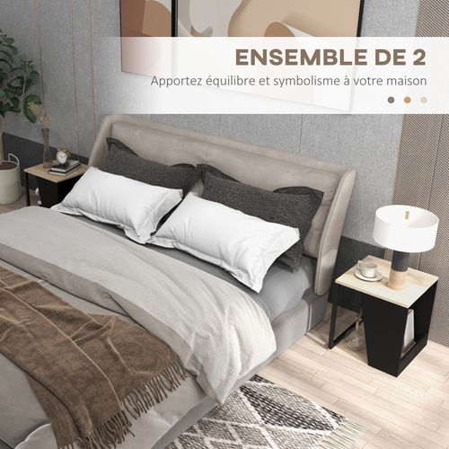 Lot De 2 Tables Liam Aspect Bois Et Noires