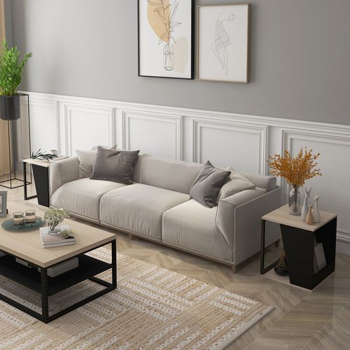 Lot De 2 Tables Liam Aspect Bois Et Noires