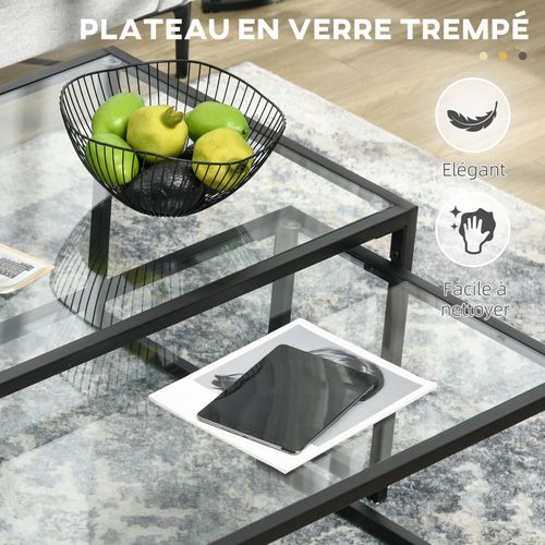 Lot De 2 Tables Gigognes Rectangulaires Lola Verre Et Noir