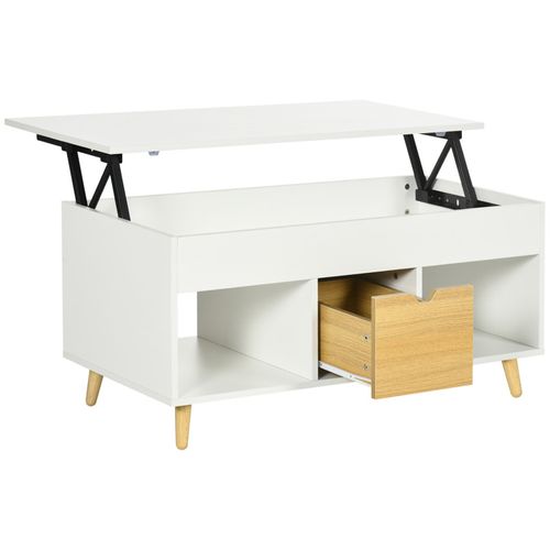 Table Basse Relevable Joe Aspect Bois Et Blanc
