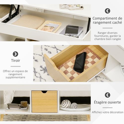 Table Basse Relevable Joe Aspect Bois Et Blanc