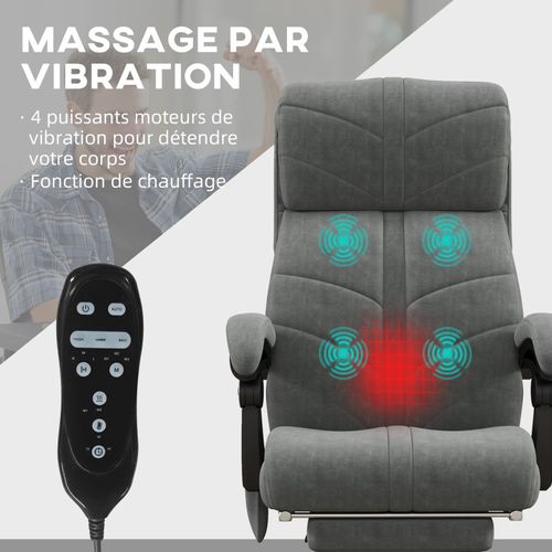 Fauteuil De Bureau Chauffant Massant Carlita Gris