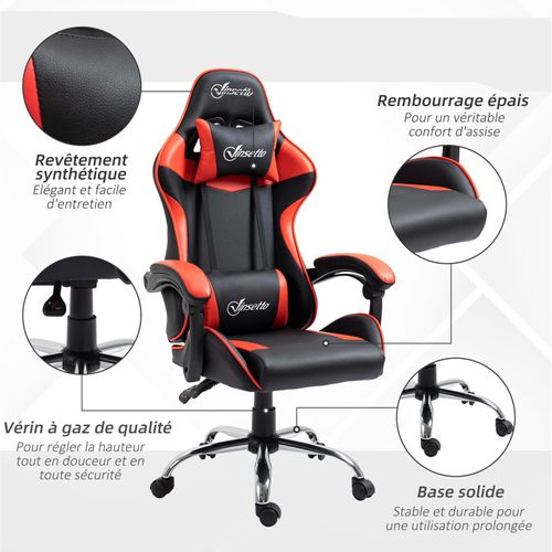 Fauteuil De Bureau Gamer Kayzen Rouge Et Noir
