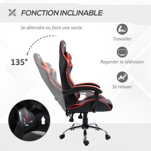 Fauteuil De Bureau Gamer Kayzen Rouge Et Noir