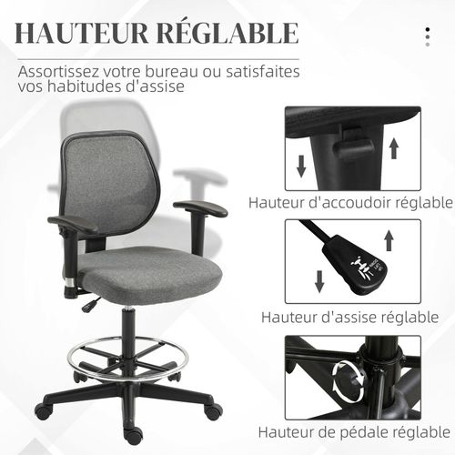 Chaise Haute De Bureau Fabio Grise