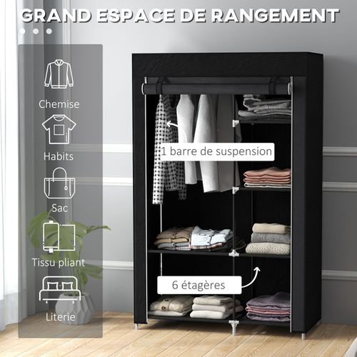 Armoire Penderie Multi-rangement Doria Noire