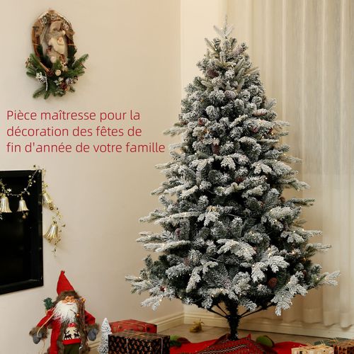 Sapin De Noël Artificiel à LED Dorine Vert Et Blanc 180 Cm