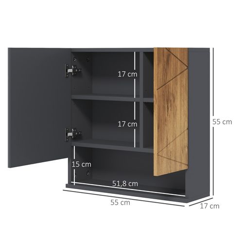 Armoire Miroir Salle De Bain Fanny Anthracite Et Bois