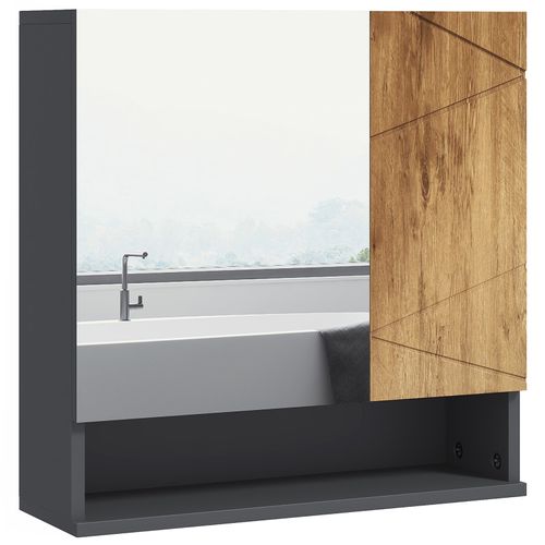 Armoire Miroir Salle De Bain Fanny Anthracite Et Bois