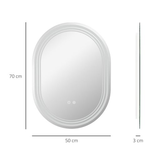 Miroir Ovale Lumineux Tony 70 X 50 Cm