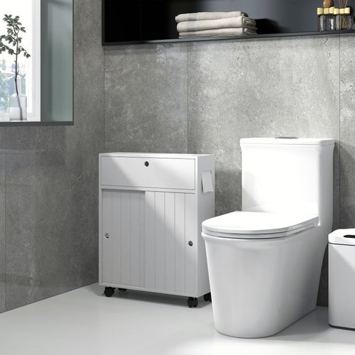 Meuble Porte-papier Toilette Roulant Sonya Blanc