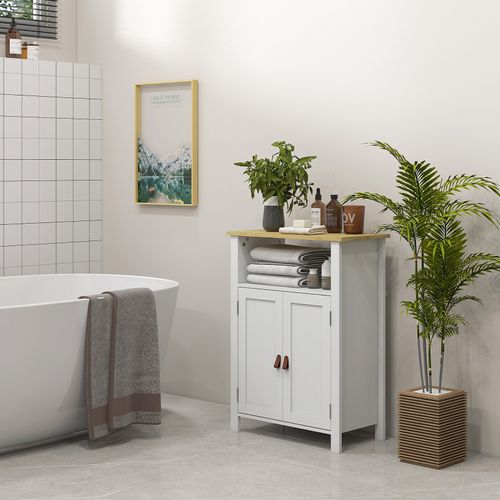 Meuble Bas Salle De Bain Melanie Bois Clair Et Blanc