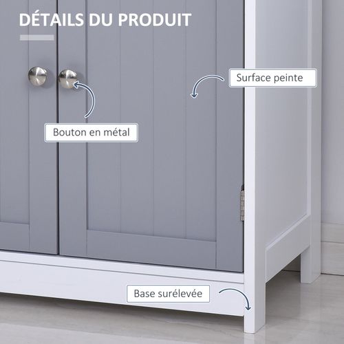 Meuble Bas Salle De Bain Lennie Blanc Et Gris