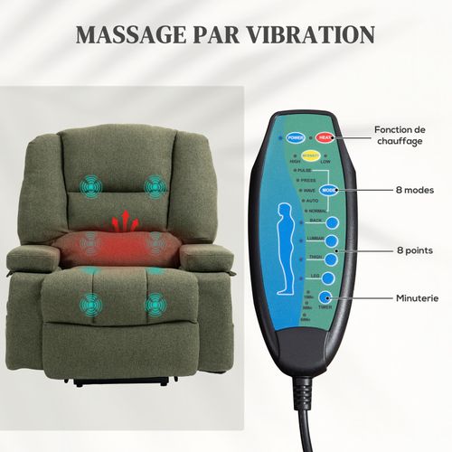 Fauteuil Releveur Massant Chauffant Enya Vert