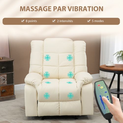 Fauteuil De Relaxation Massant Eleonore Crème