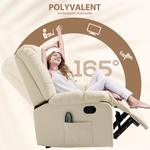 Fauteuil De Relaxation Massant Eleonore Crème