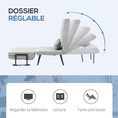 Fauteuil Convertible Spencer Gris Clair