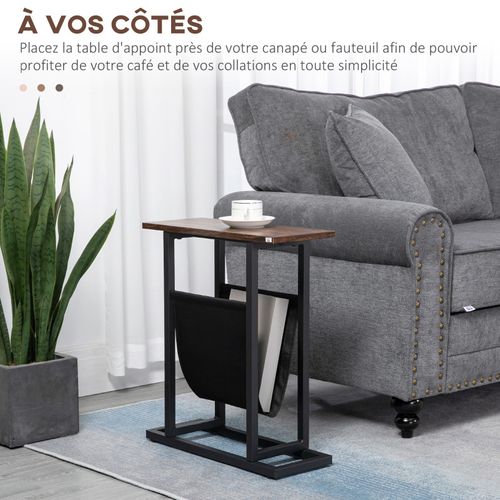 Table D’appoint Porte-revues Magali Aspect Bois Et Noir