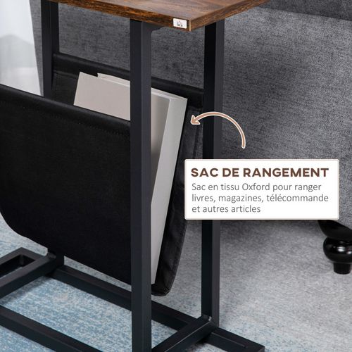 Table D’appoint Porte-revues Magali Aspect Bois Et Noir