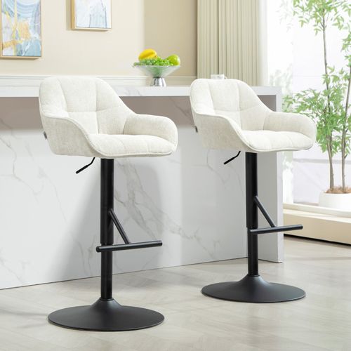 Lot De 2 Tabourets De Bar Lilou Crème Et Noir