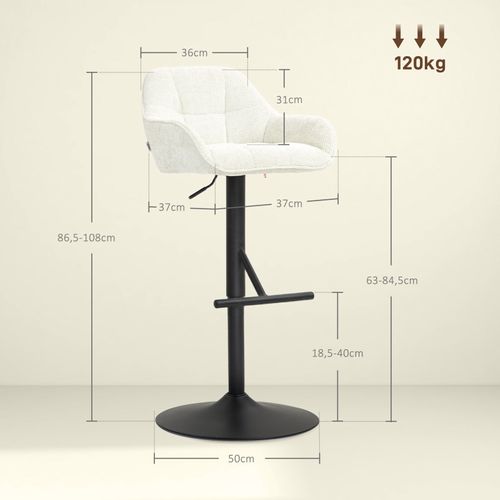 Lot De 2 Tabourets De Bar Lilou Crème Et Noir