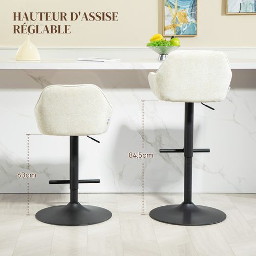 Lot De 2 Tabourets De Bar Lilou Crème Et Noir