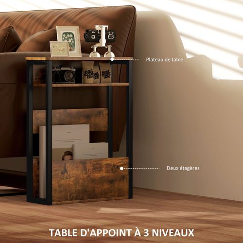 Table D’appoint Bout De Canapé Carry Effet Bois Vieilli
