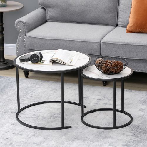 Lot De 2 Tables Basses Rondes Gigognes Orphee Noires Et Blanches