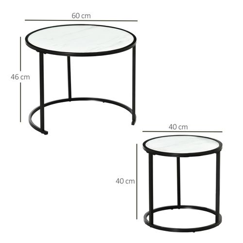 Lot De 2 Tables Basses Rondes Gigognes Orphee Noires Et Blanches