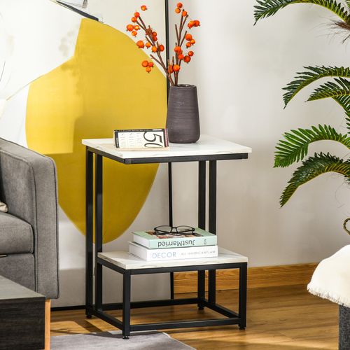 Bout De Canapé Line Noir Et Aspect Marbre