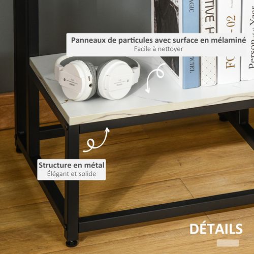 Bout De Canapé Line Noir Et Aspect Marbre