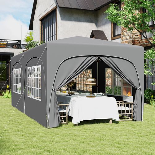 Tonnelle Pop-up Pliante 6 Fenêtres Chadi Gris Clair