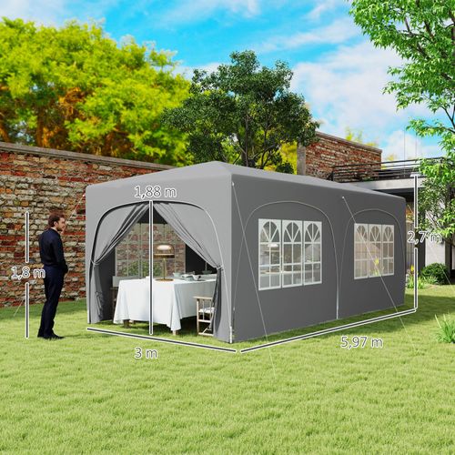 Tonnelle Pop-up Pliante 6 Fenêtres Chadi Gris Clair
