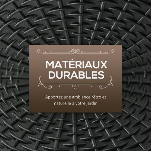 Pied De Parasol Rond Aspect Rotin Tressé Monny Noir