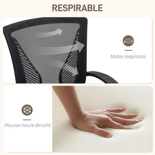 Chaise De Bureau Ergonomique Polyester Maille Noir