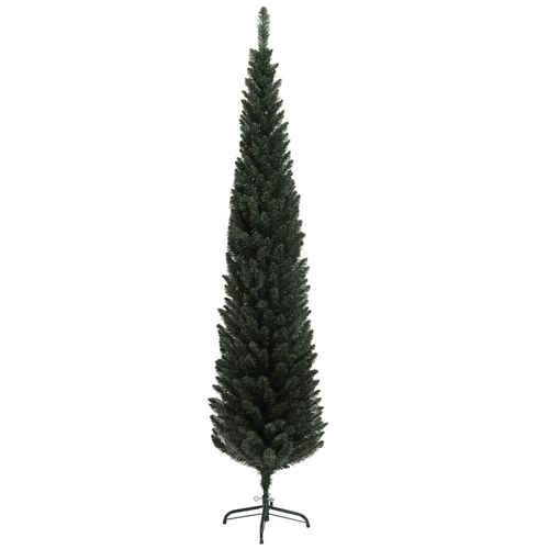 Sapin De Noël Artificiel Mince H.195 Cm 390 Branches Vert Foncé