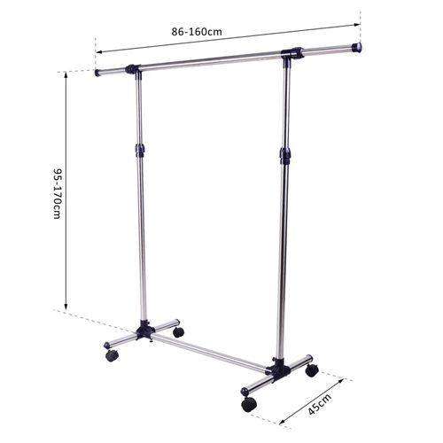 Portant Sur Roulettes Réglable En Hauteur Et Longueur - Acier Inox.