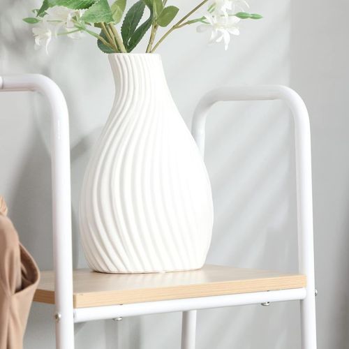 Vestiaire D'entrée - Penderie, 5 Étagères - Acier Blanc Aspect Bois Clair