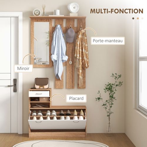 Ensemble De Meubles D'entrée Design Blanc Effet Bois