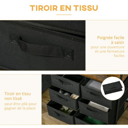 Penderie Portant à Vêtements Style Industriel 6 Tiroirs