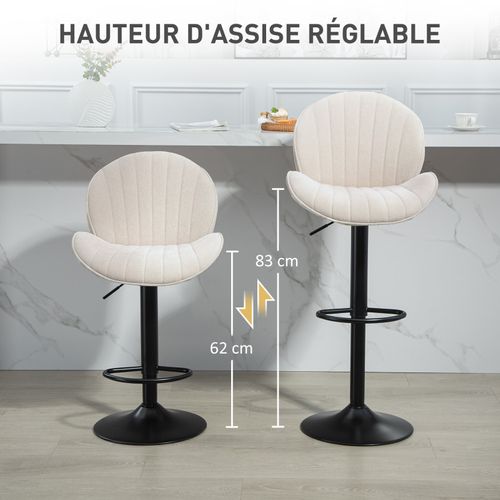 Lot De 2 Tabourets De Bar Melinda Noir Et Beige