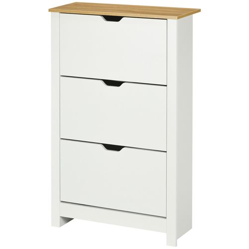 Armoire à Chaussures Portes Abattantes Compartiments Blanc Chêne