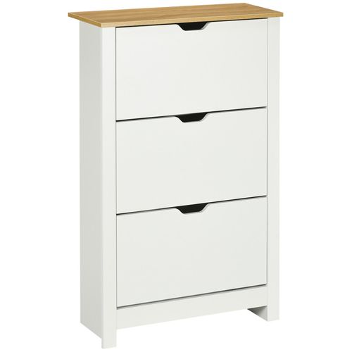 Armoire à Chaussures Portes Abattantes Compartiments Blanc Chêne