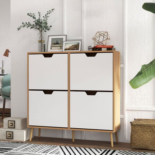 Meuble à Chaussures Style Scandinave 4 Portes 4 Étagères